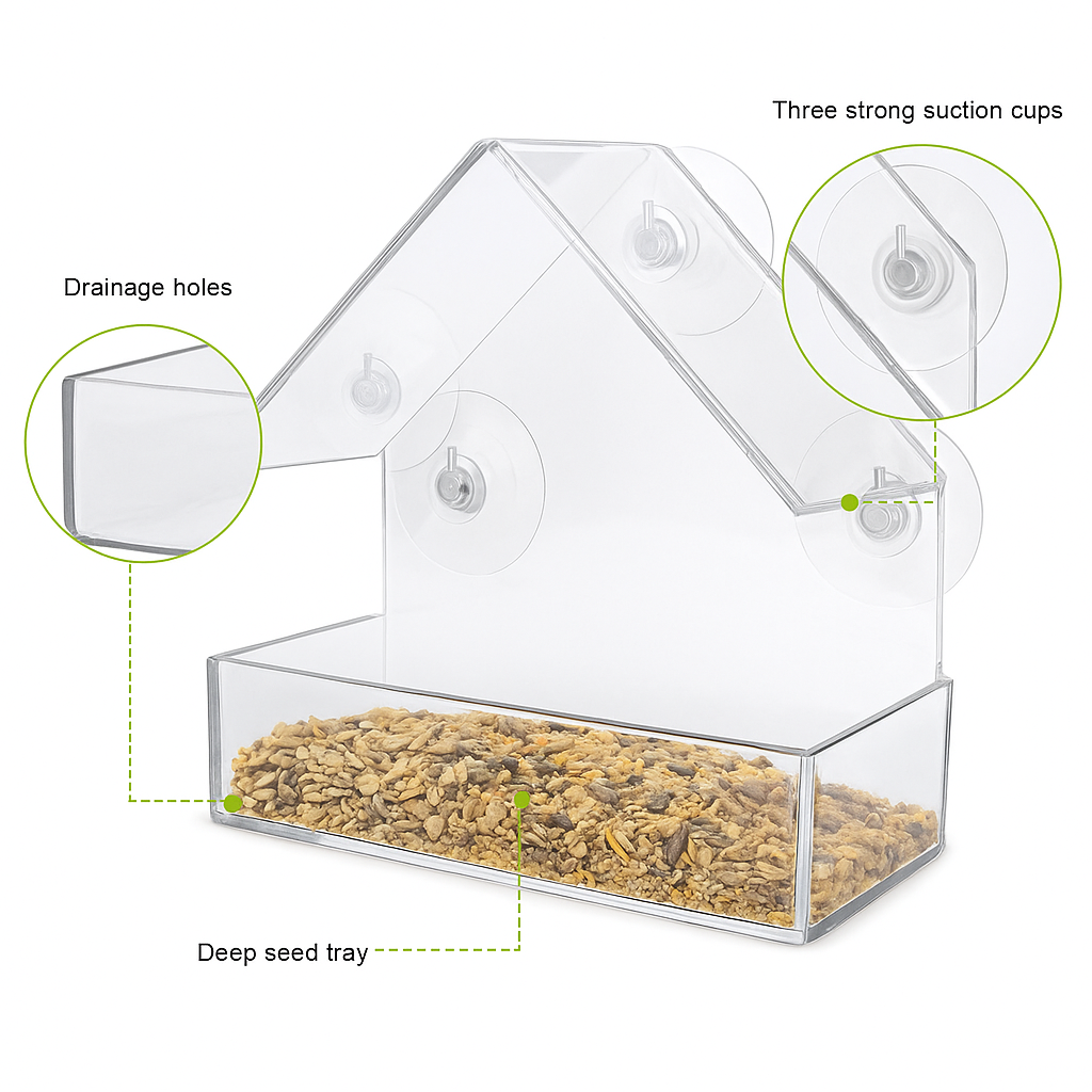 Window Acrylic Bird Feeder