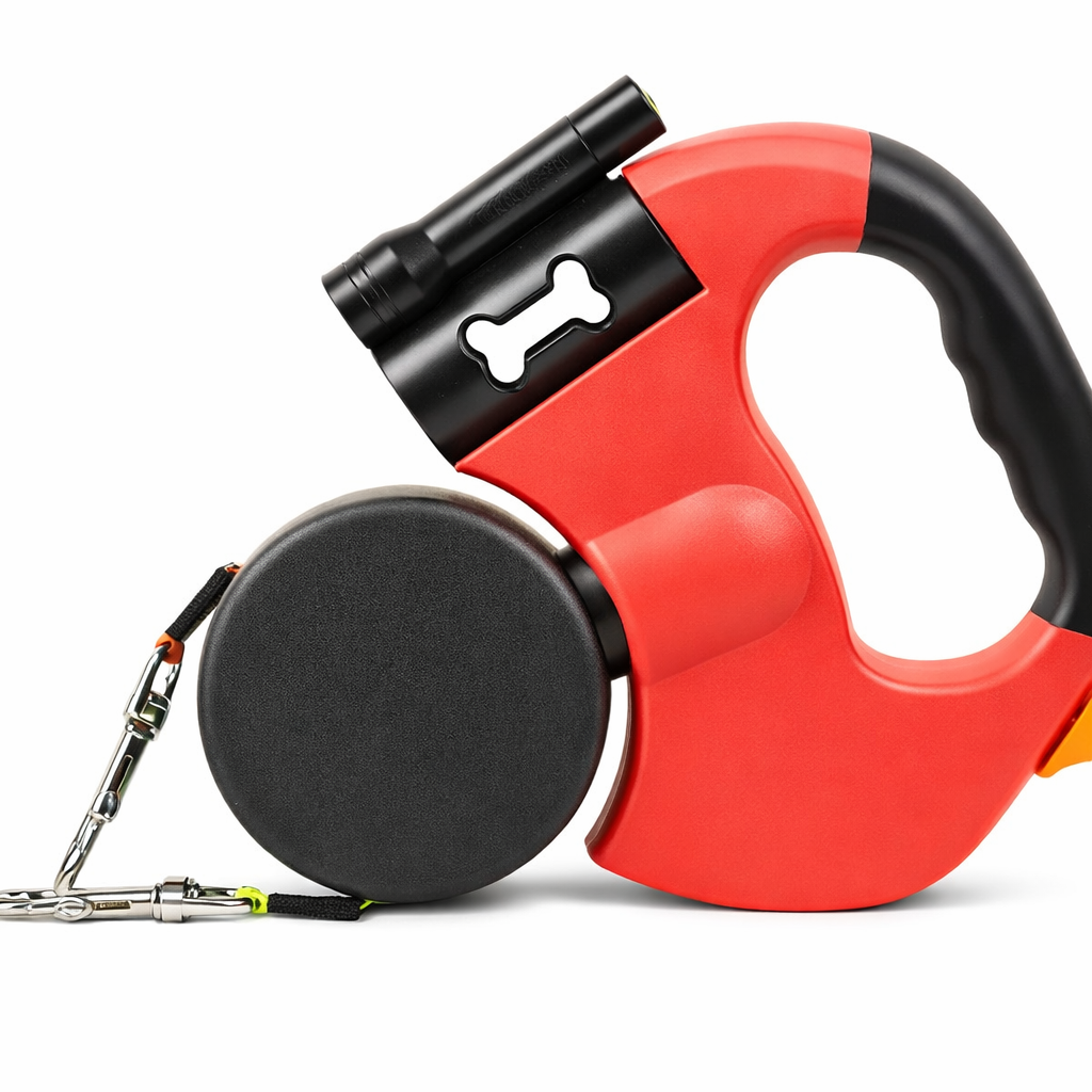 Dual Retractable Dog Leash – 360° Swivel & Reflective