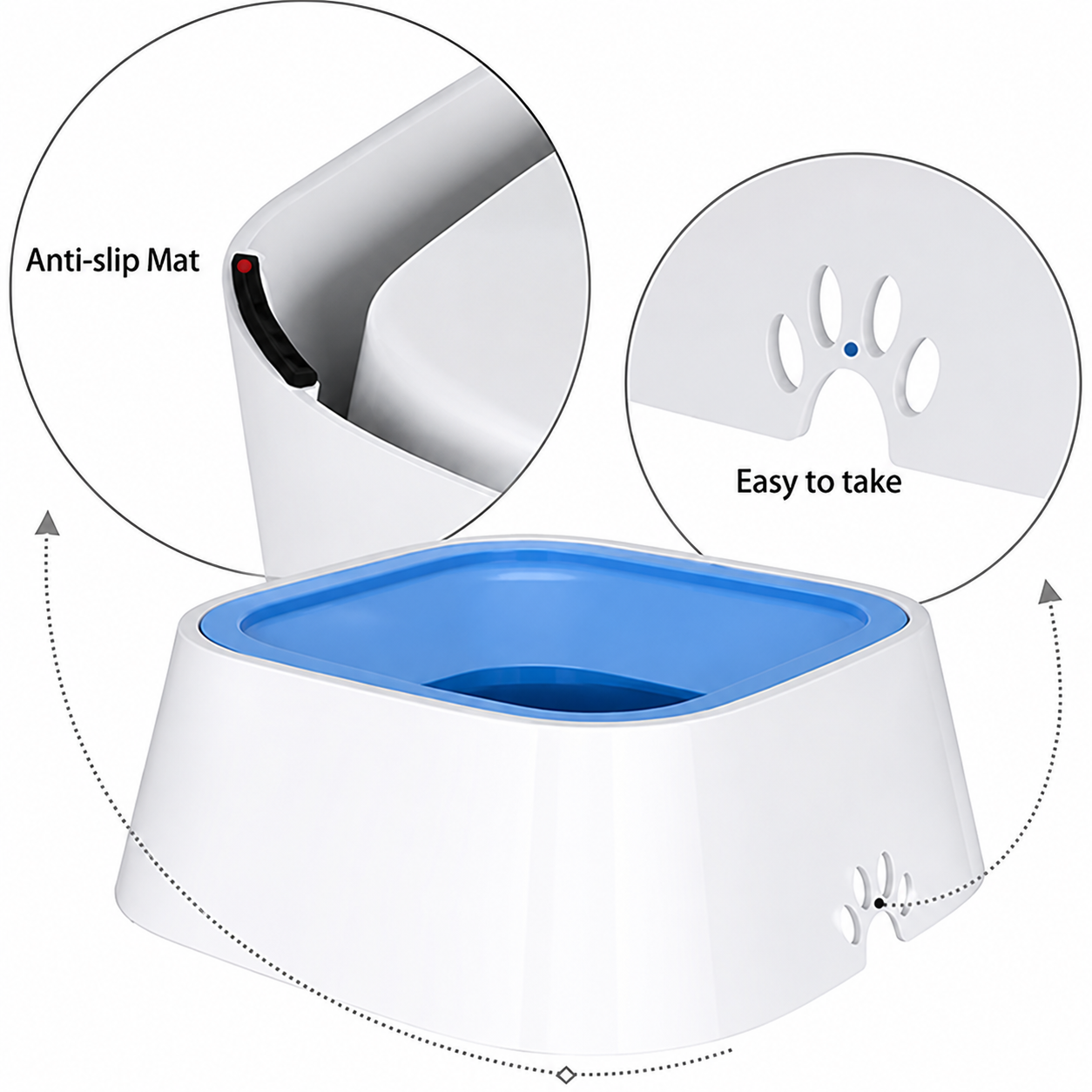 ELS Pet No Spill Slow Drinking Water Bowl