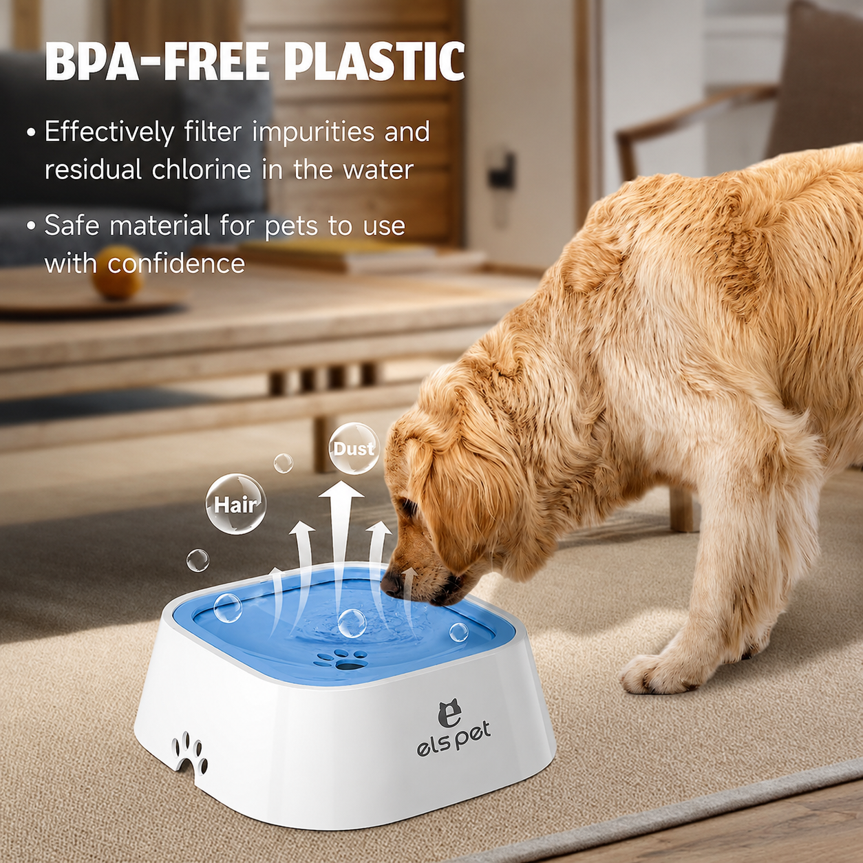 ELS Pet No Spill Slow Drinking Water Bowl