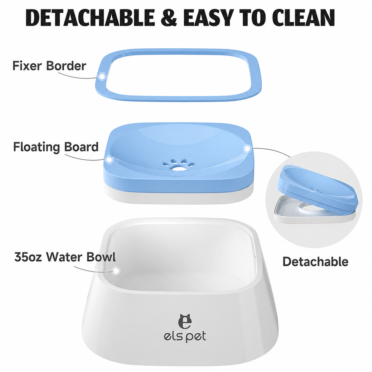 ELS Pet No Spill Slow Drinking Water Bowl