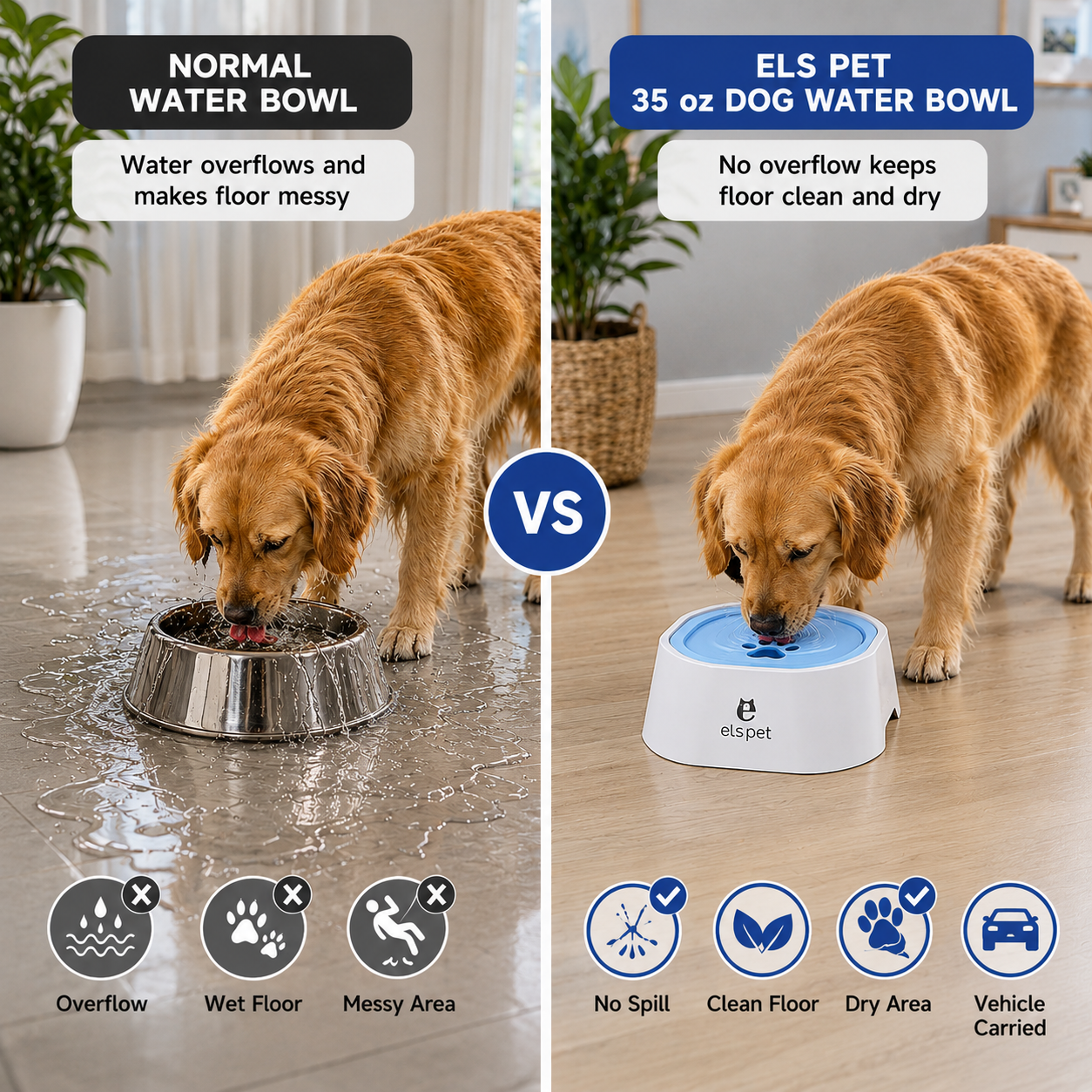 ELS Pet No Spill Slow Drinking Water Bowl