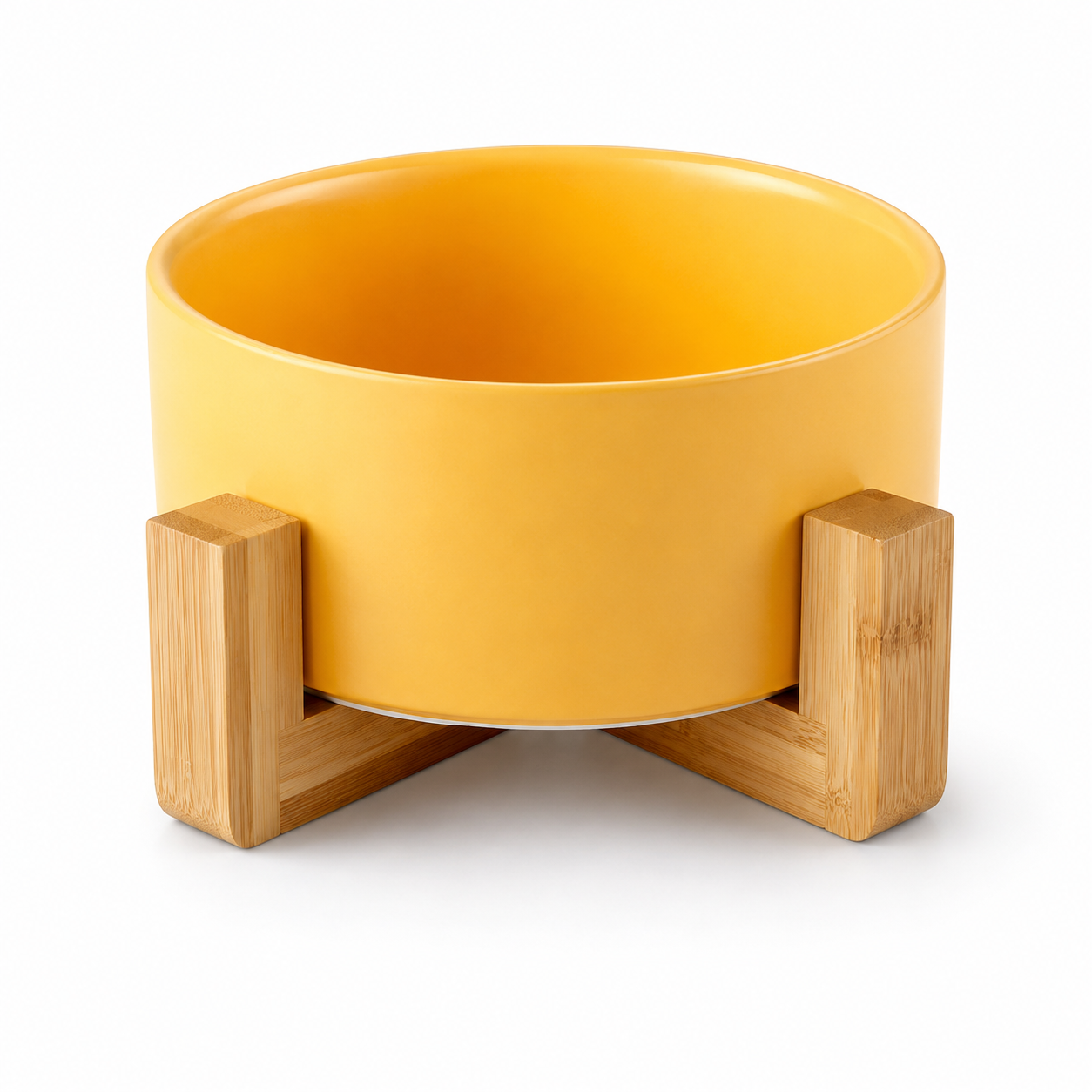 Handcrafted Ceramic Dog Bowl with Wood Stand