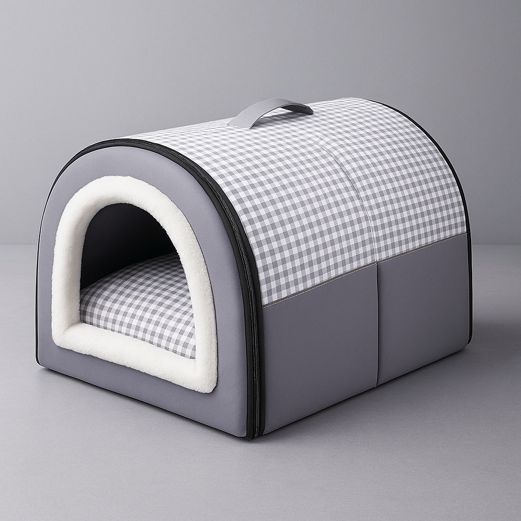Winter Thickened Semi-Enclosed Pet Bed