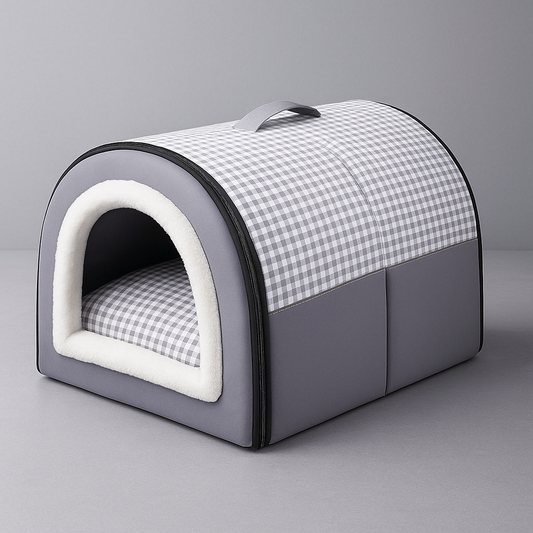 Winter Thickened Semi-Enclosed Pet Bed