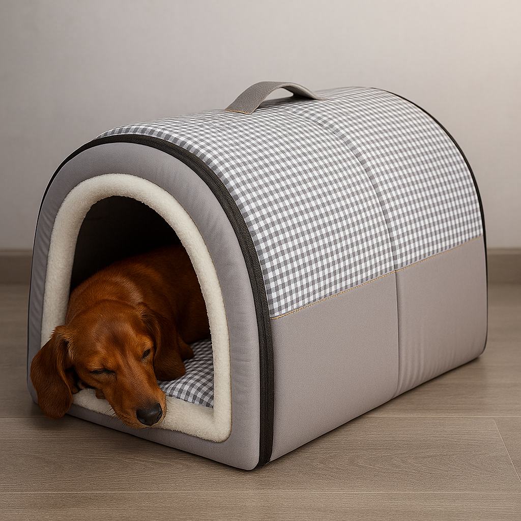 Winter Thickened Semi-Enclosed Pet Bed