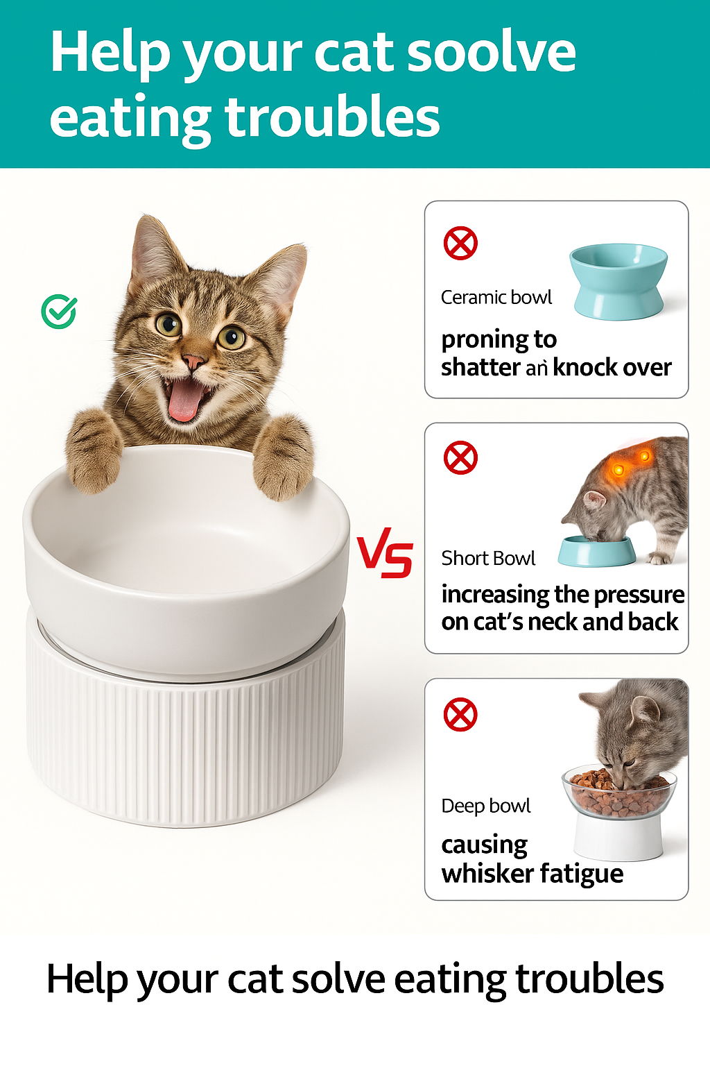 Elevated Raised Ceramic Cat Bowl