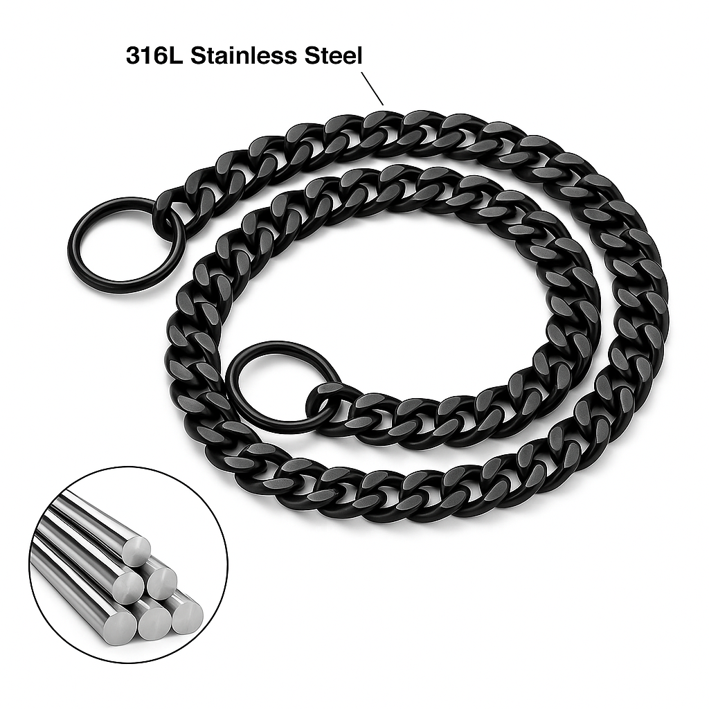 Black Strong Stainless Steel Cuban Link Chain Collar