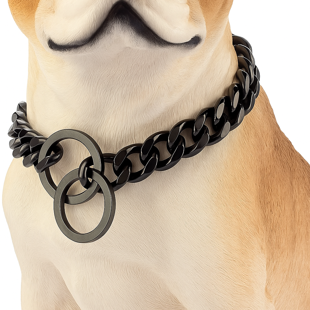 Black Strong Stainless Steel Cuban Link Chain Collar