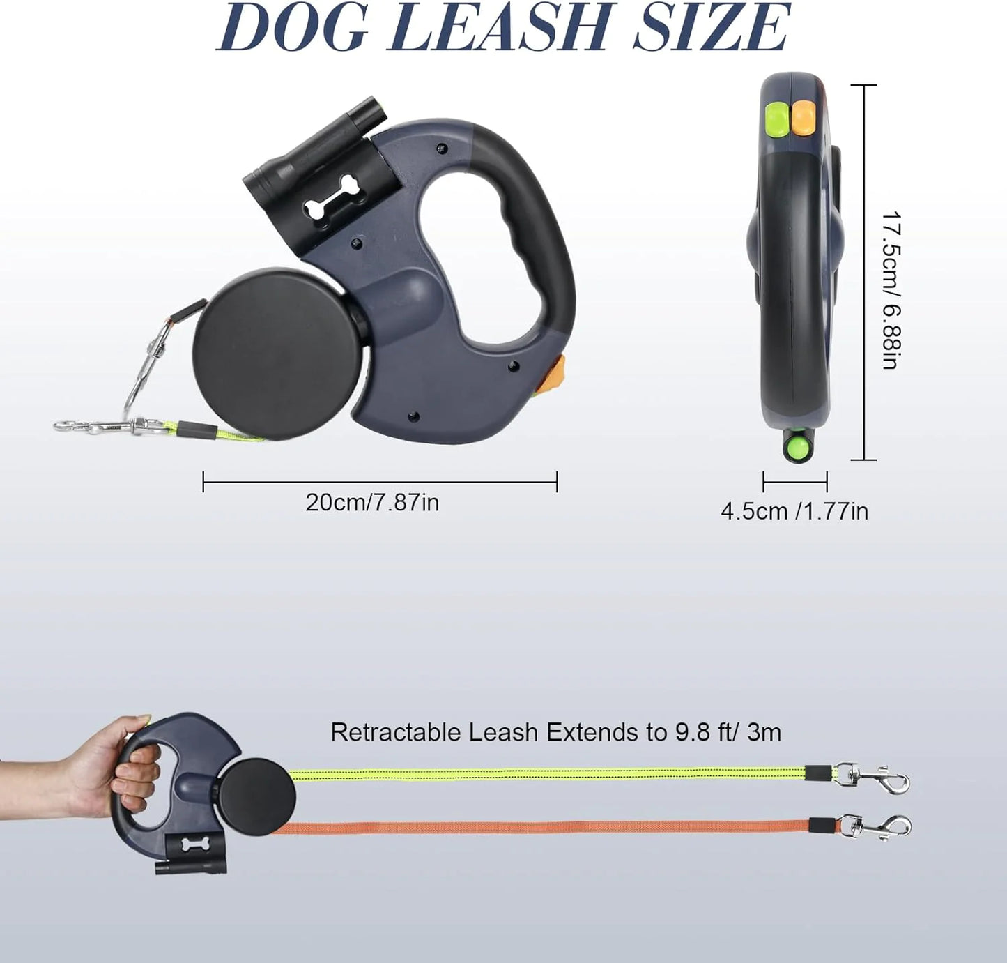 Dual Retractable Dog Leash – 360° Swivel & Reflective