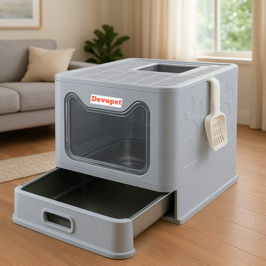 Enclosed Stainless Steel Cat Litter Box with Lid