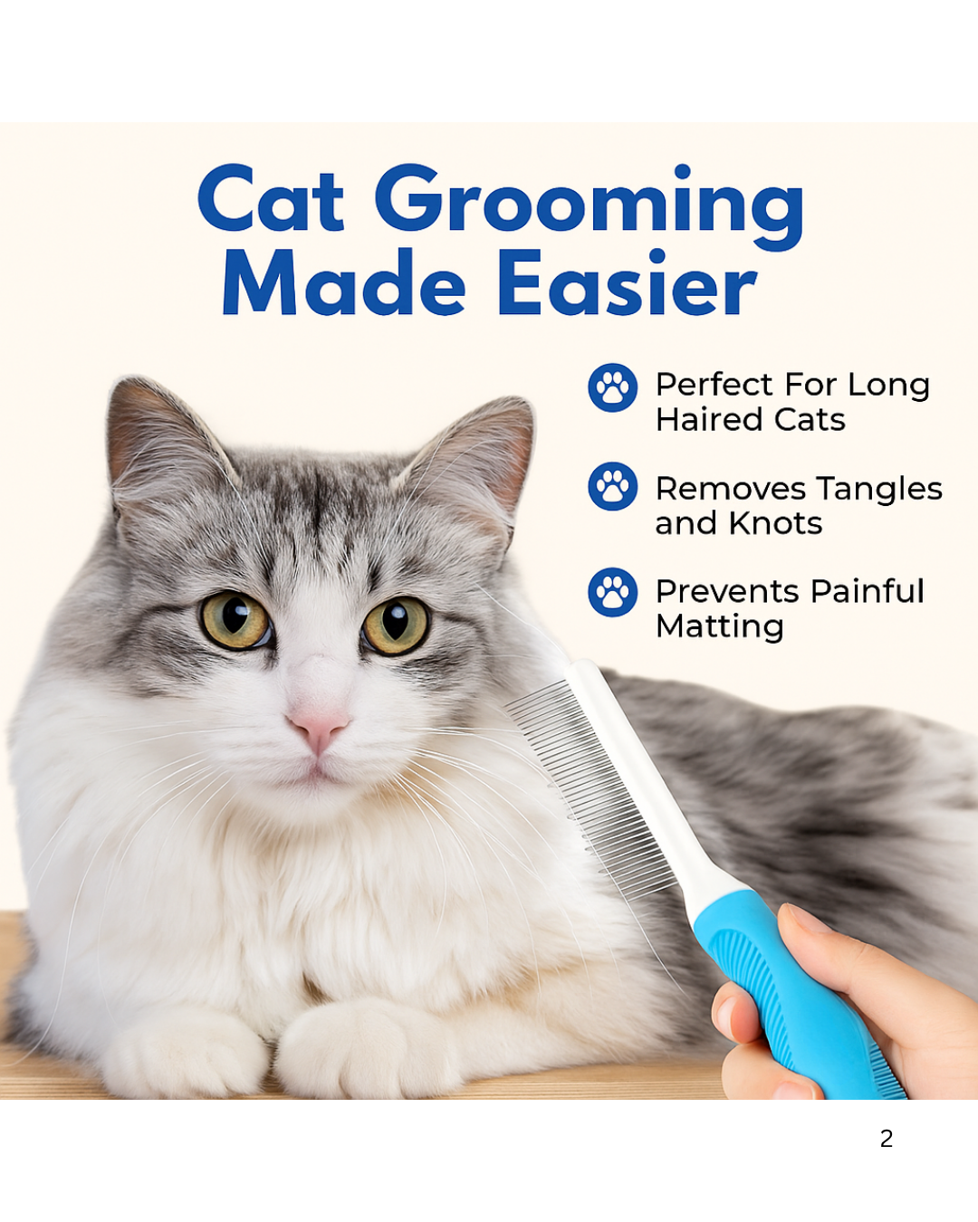 Soft Needle Grooming Comb for Shiny Fur