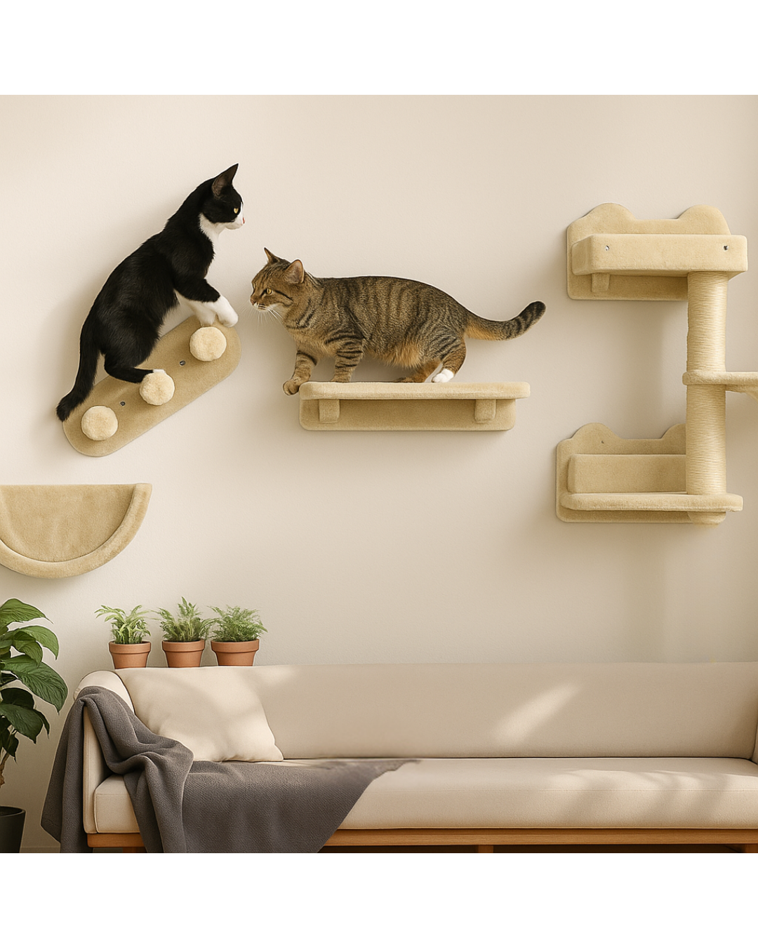 Cat Wall Shelves with Hammock, Scratching & Jumping Platforms