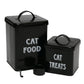 Morezi Cat Food Storage Container Farmhouse Pet Food Treats holder with Lid and Scoop Perfect Sturdy Canister Tins for Kitchen Countertop Shelf Great Gift for Pet Owners - Cat Food - Black