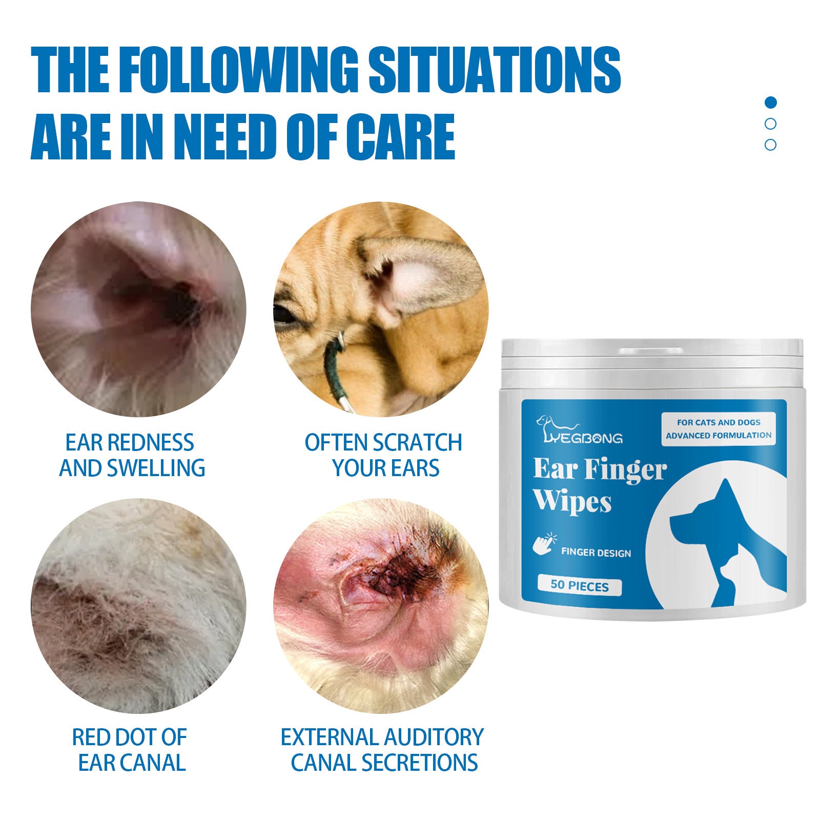 Yegbong™ Ear Cleaning Finger Wipes for Dogs & Cats