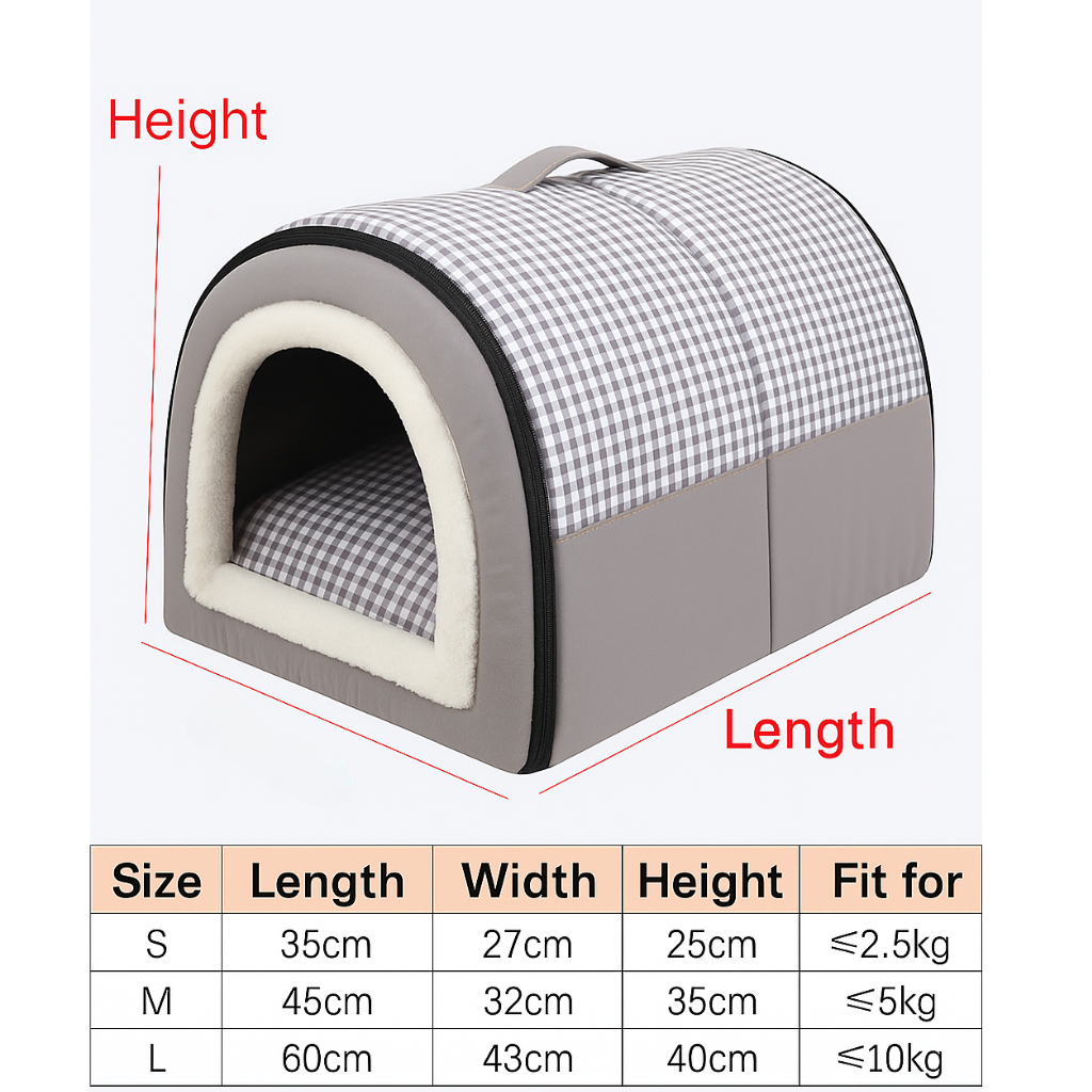 Winter Thickened Semi-Enclosed Pet Bed