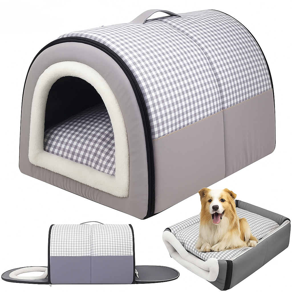 Winter Thickened Semi-Enclosed Pet Bed