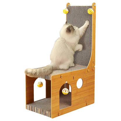 YEMOO Cat Scratcher Cat Scratching Board L Shaped Vertical Cat Scratcher for Wall and Couch Protection Cat Cardboard Scratcher with 4 Cat Ball Toys for Indoor Cats
