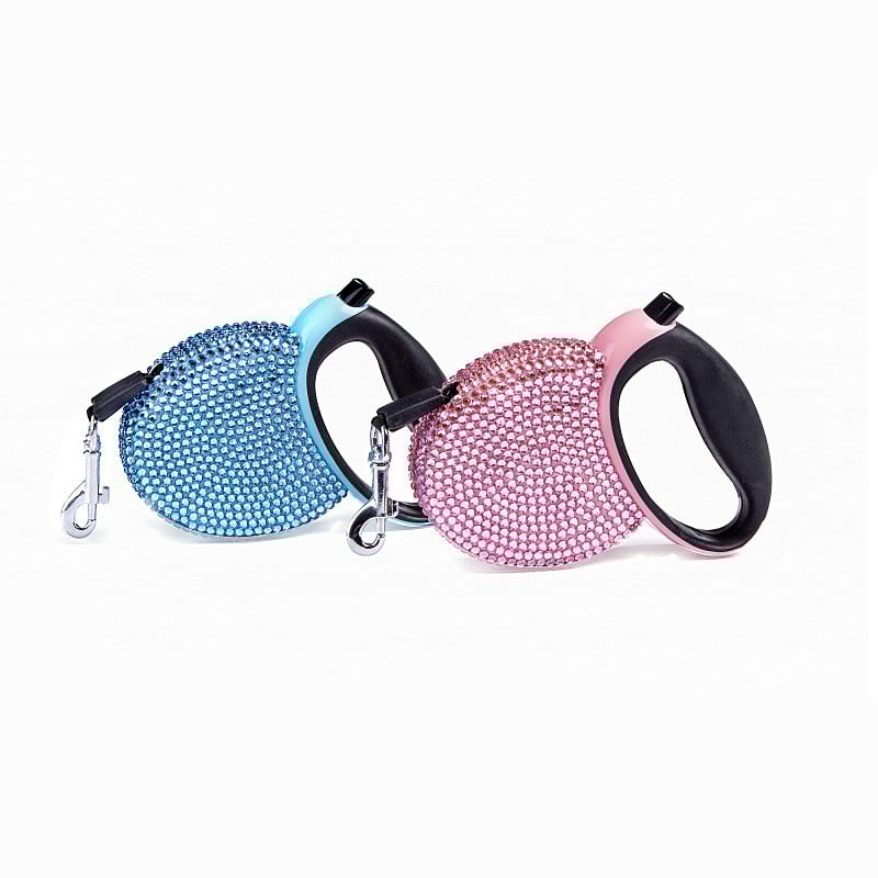 Diamond-Studded Auto-Retract Glam Pet Leash