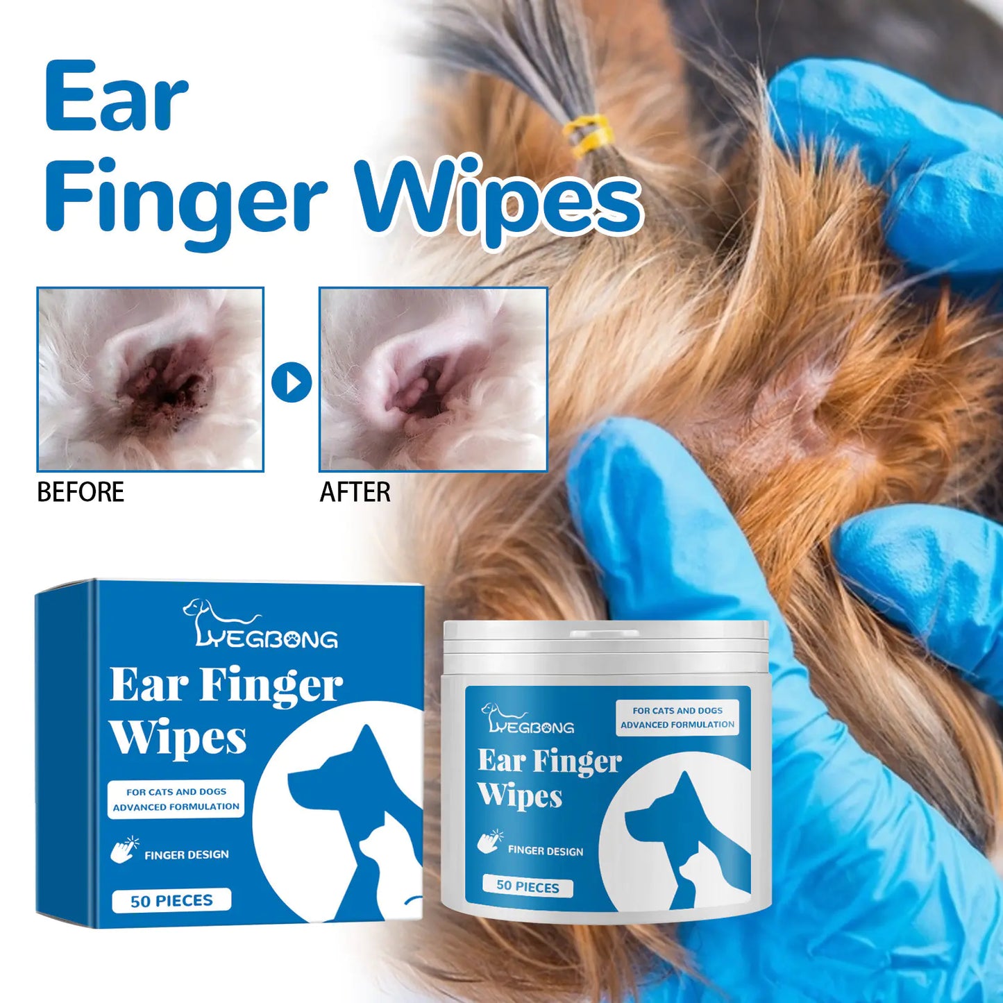 Yegbong™ Ear Cleaning Finger Wipes for Dogs & Cats