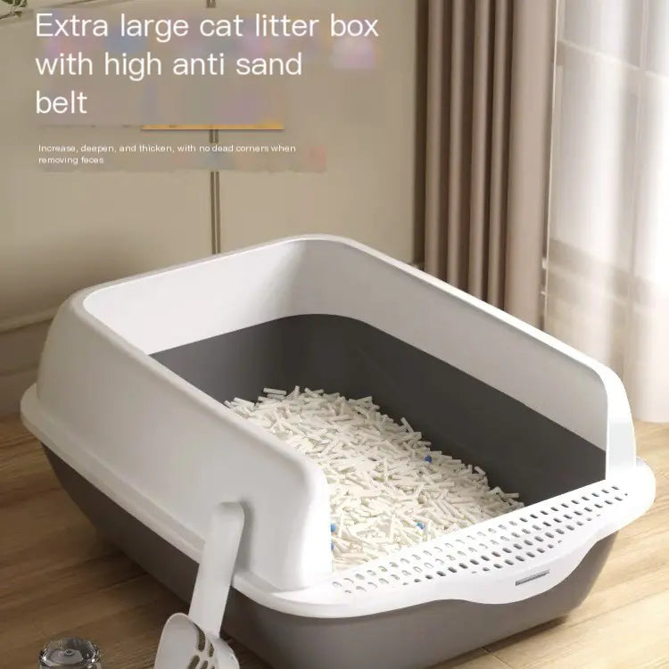 Large Semi-Enclosed Cat Litter Box with Removable Parts